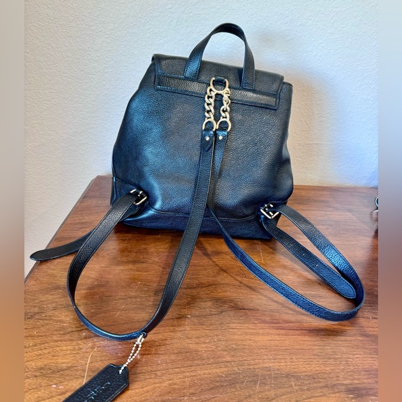 COACH black LEATHER BACKPACK - Picture 4 of 6